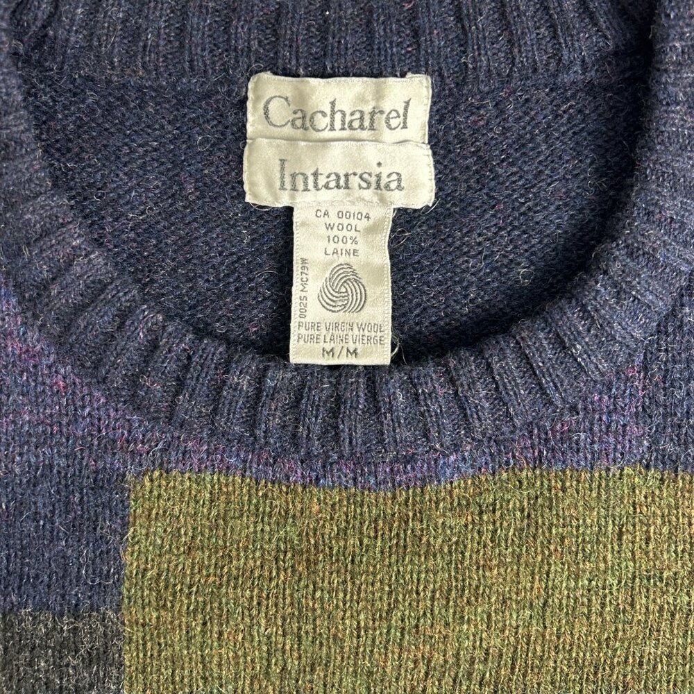 Vintage Cacharel Pure Virgin Wool Intarsia Knit Sweater - Picture 7 of 9
